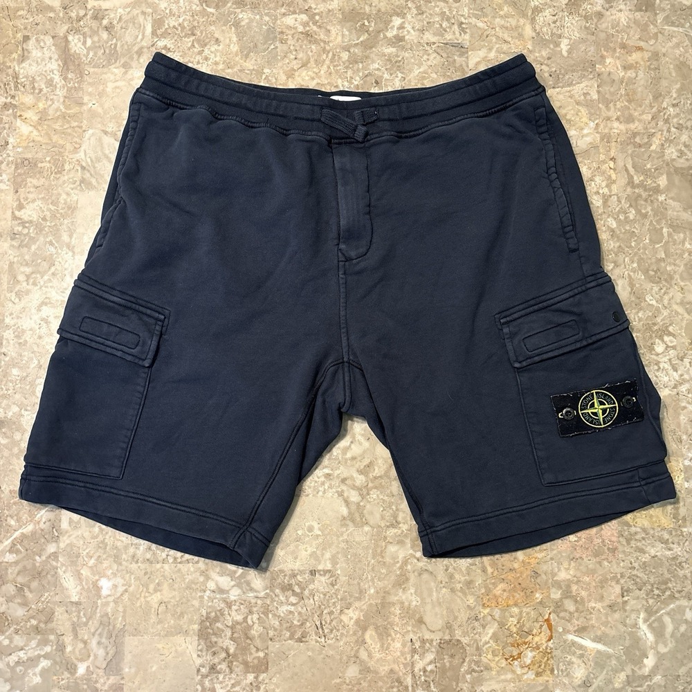 Stone Island Shorts Mens XL Blue Cargo Sweat French Terry 9" Patch